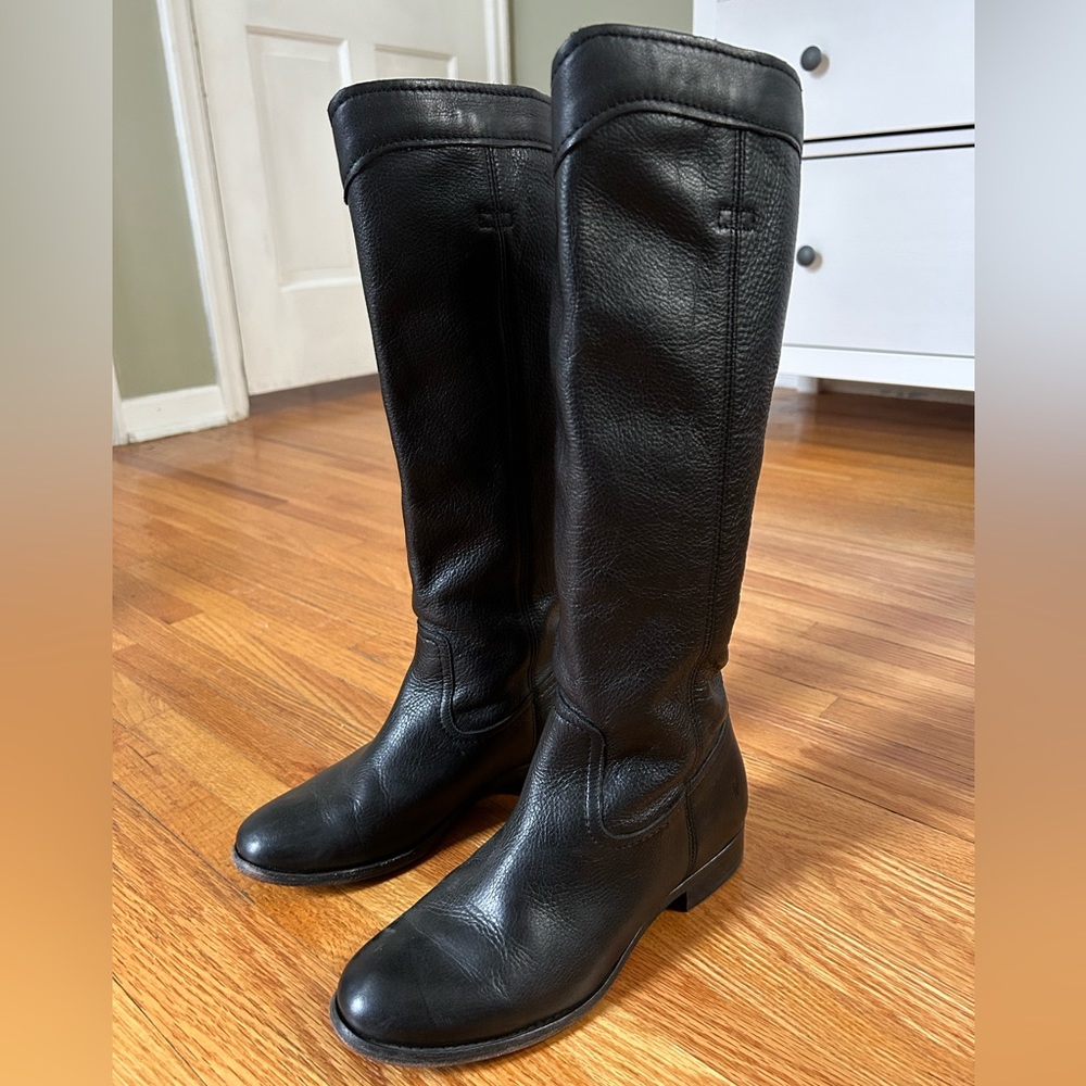 Frye Cara Roper Tall Black Leather Riding Boot